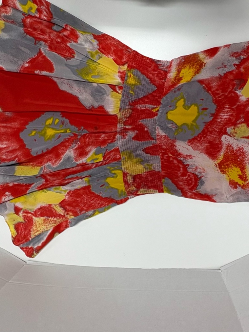 Halston Heritage Poppy Watercolor-Print Chiffon Mini Dress - Size S. - Picture 15 of 16